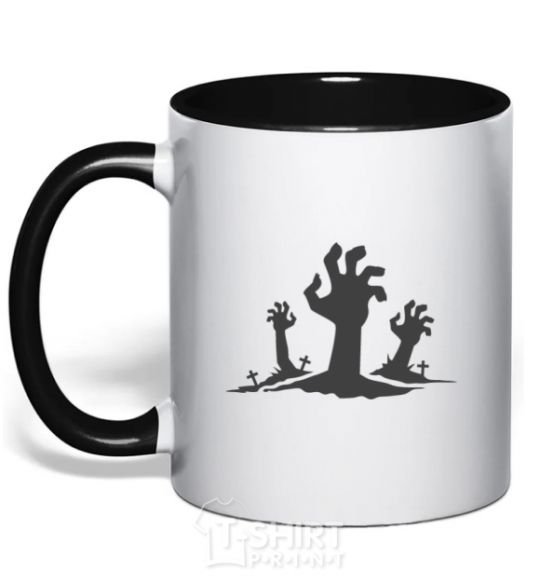 Mug with a colored handle Horrible hands black фото