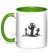 Mug with a colored handle Horrible hands kelly-green фото