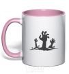 Mug with a colored handle Horrible hands light-pink фото