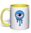 Mug with a colored handle Horrible eye yellow фото