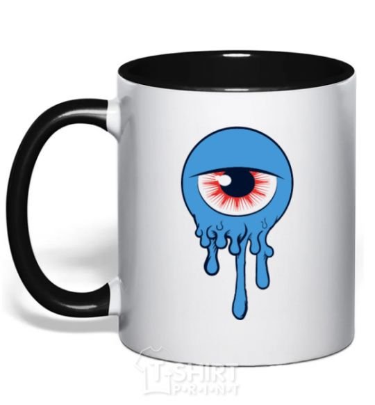 Mug with a colored handle Horrible eye black фото