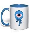 Mug with a colored handle Horrible eye royal-blue фото