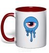 Mug with a colored handle Horrible eye red фото