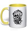 Mug with a colored handle zombie yellow фото