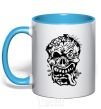 Mug with a colored handle zombie sky-blue фото