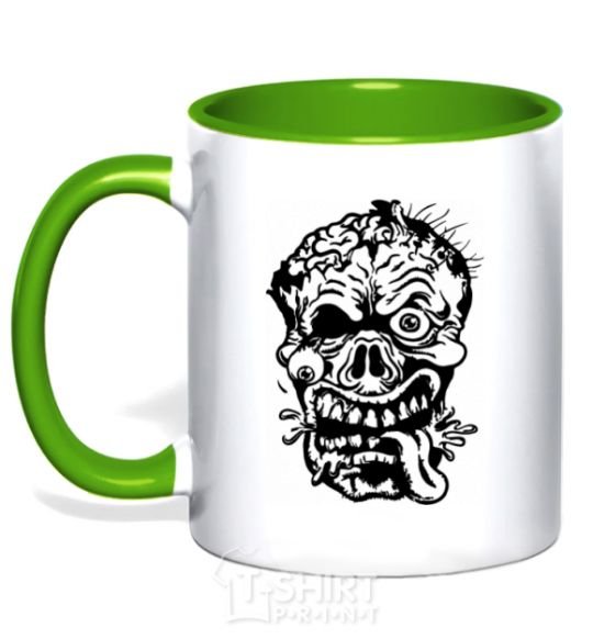 Mug with a colored handle zombie kelly-green фото