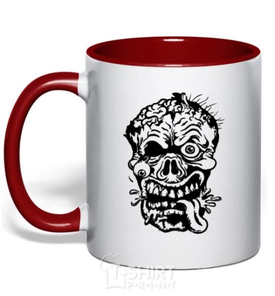 Mug with a colored handle zombie red фото