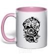 Mug with a colored handle zombie light-pink фото