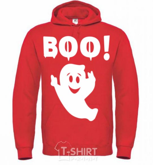 Men`s hoodie boo bright-red фото