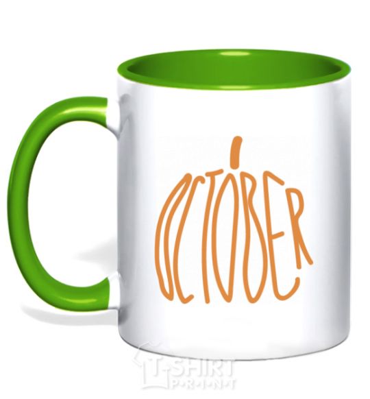 Mug with a colored handle october kelly-green фото
