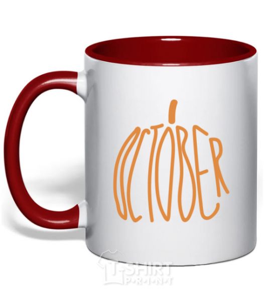 Mug with a colored handle october red фото