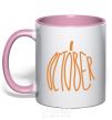 Mug with a colored handle october light-pink фото
