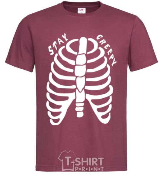 Men's T-Shirt stay creepy burgundy фото