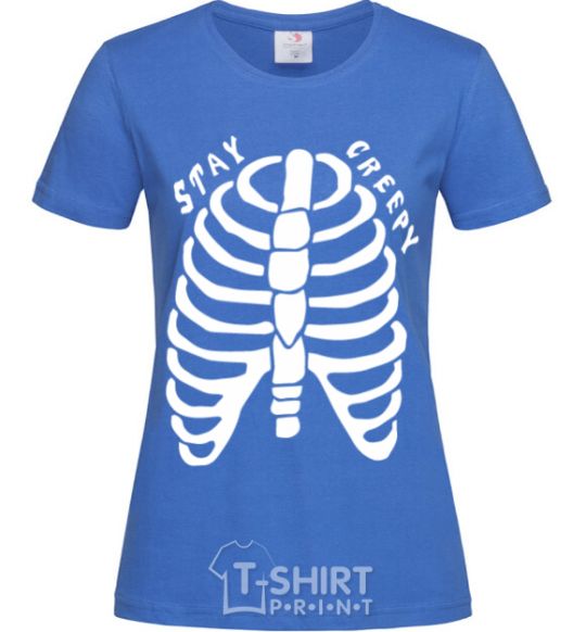 Women's T-shirt stay creepy royal-blue фото