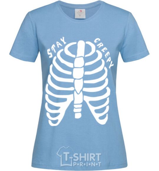 Women's T-shirt stay creepy sky-blue фото