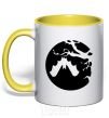 Mug with a colored handle Bat yellow фото