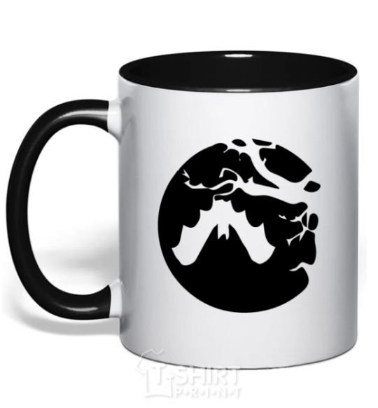 Mug with a colored handle Bat black фото