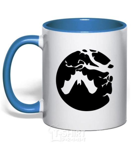 Mug with a colored handle Bat royal-blue фото