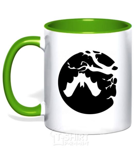 Mug with a colored handle Bat kelly-green фото