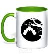 Mug with a colored handle Bat kelly-green фото