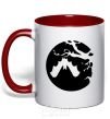 Mug with a colored handle Bat red фото