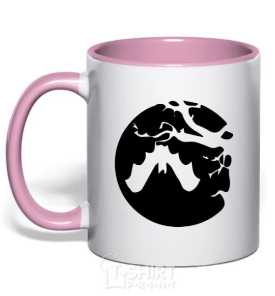 Mug with a colored handle Bat light-pink фото