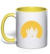 Mug with a colored handle Moon yellow фото