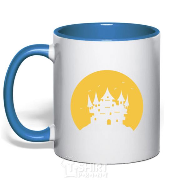 Mug with a colored handle Moon royal-blue фото