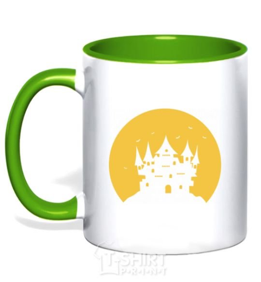 Mug with a colored handle Moon kelly-green фото