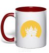 Mug with a colored handle Moon red фото