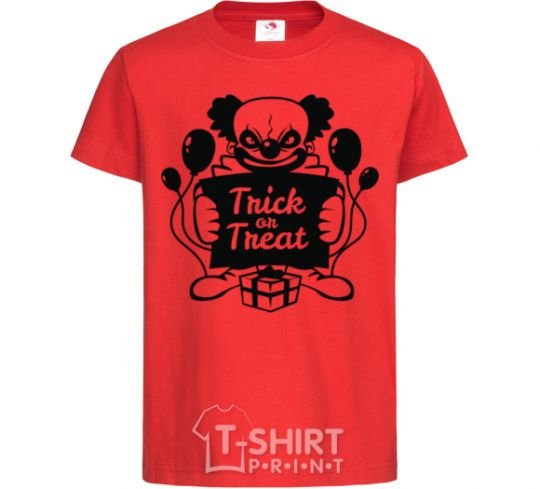 Kids T-shirt Cloun trick or treat red фото