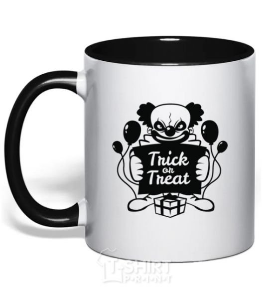 Mug with a colored handle Cloun trick or treat black фото