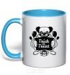 Mug with a colored handle Cloun trick or treat sky-blue фото