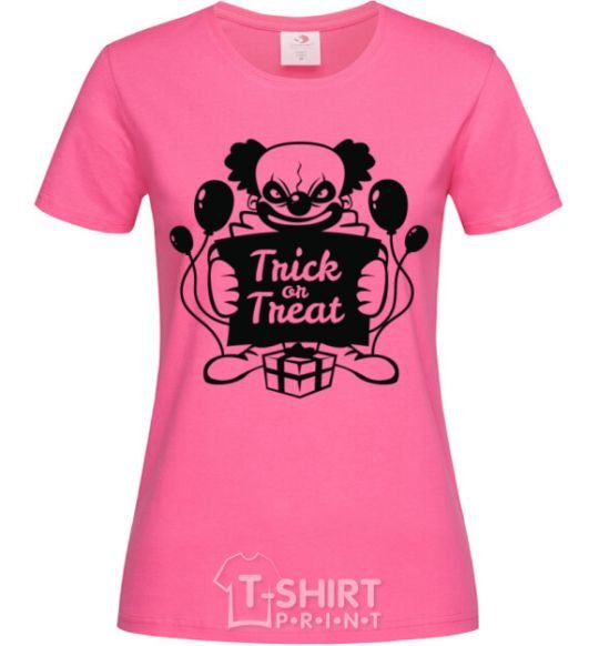 Женская футболка Cloun trick or treat Ярко-розовый фото