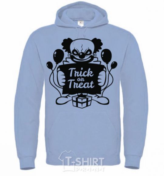 Men`s hoodie Cloun trick or treat sky-blue фото