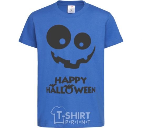 Kids T-shirt happy halloween smile royal-blue фото