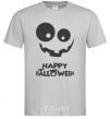 Men's T-Shirt happy halloween smile grey фото