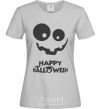 Women's T-shirt happy halloween smile grey фото