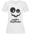 Women's T-shirt happy halloween smile White фото