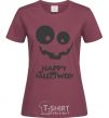 Women's T-shirt happy halloween smile burgundy фото