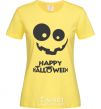 Women's T-shirt happy halloween smile cornsilk фото