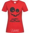 Women's T-shirt happy halloween smile red фото