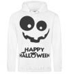 Men`s hoodie happy halloween smile White фото