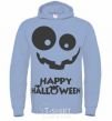 Men`s hoodie happy halloween smile sky-blue фото