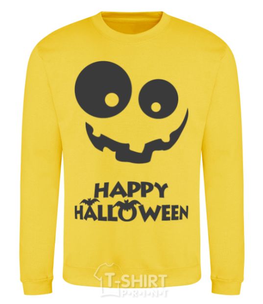 Sweatshirt happy halloween smile yellow фото