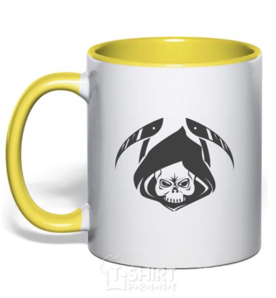 Mug with a colored handle Death yellow фото