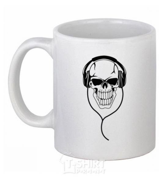 Ceramic mug Skull in headphones White фото