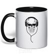 Mug with a colored handle Skull in headphones black фото