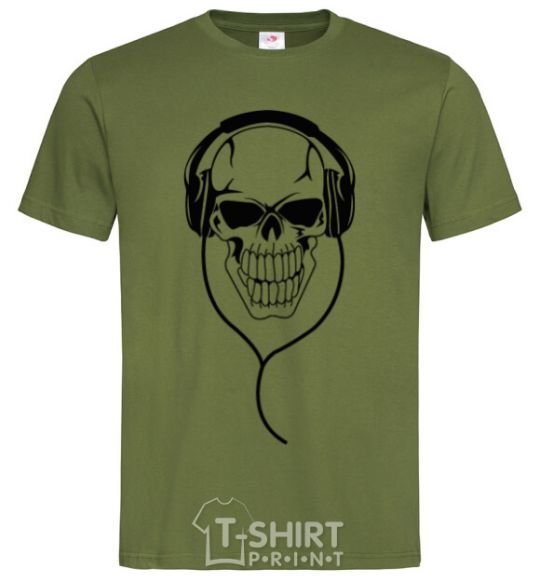 Men's T-Shirt Skull in headphones millennial-khaki фото