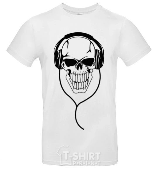 Men's T-Shirt Skull in headphones White фото